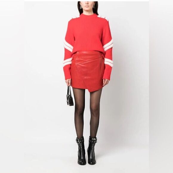 Zadig & Voltaire Dresses & Skirts - Zadig & Voltaire Junko Cuir biker moto red Leather mini skirt.  Size 40. NWT